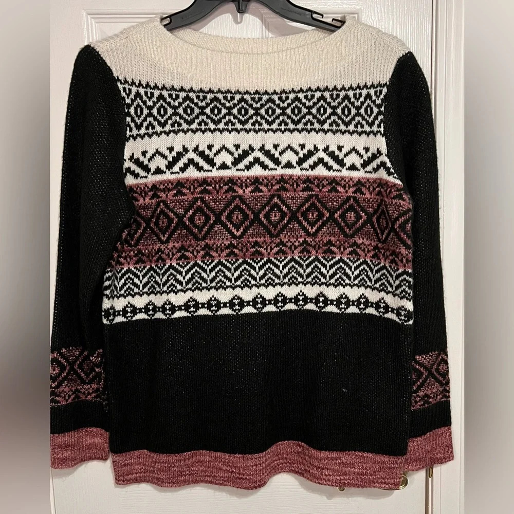 Westport Large Women’s Pullover Sweater -pink, black, white